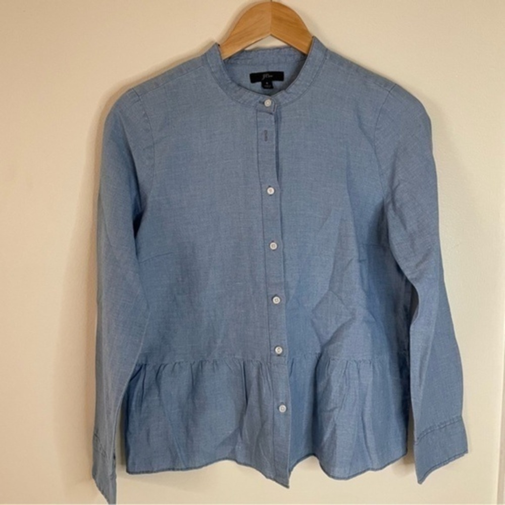 J. Crew Blue Button-Up Top - Picture 1 of 7